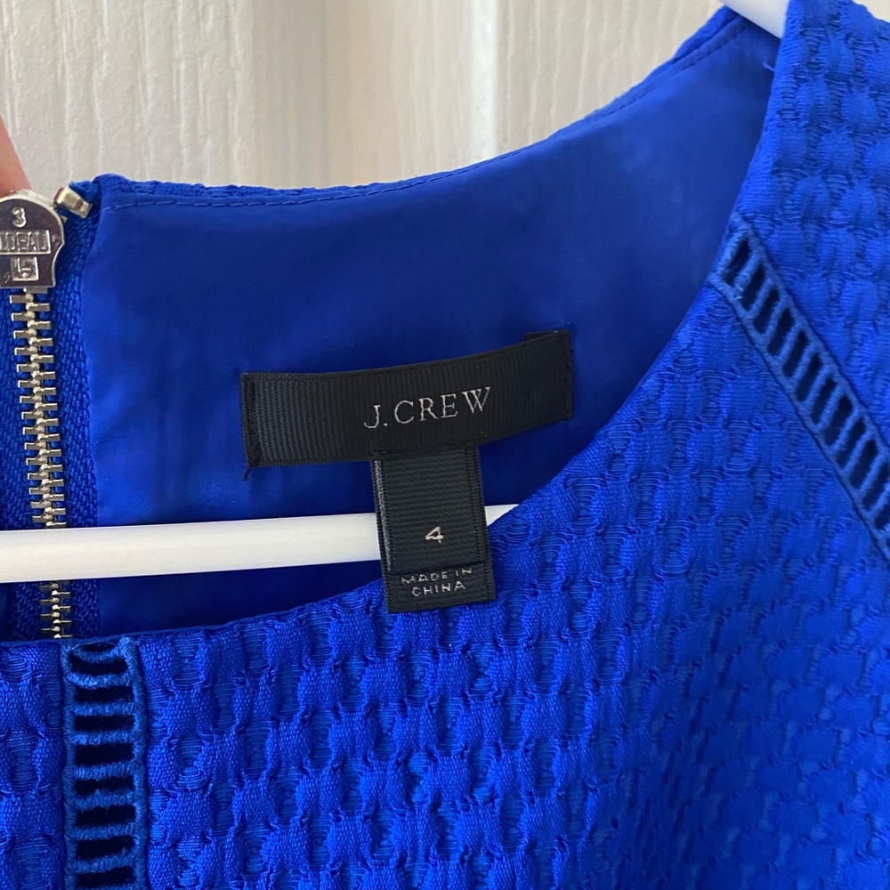 J. Crew Bright Cobalt Blue Textured Midi Sheath Dress - Picture 3 of 6